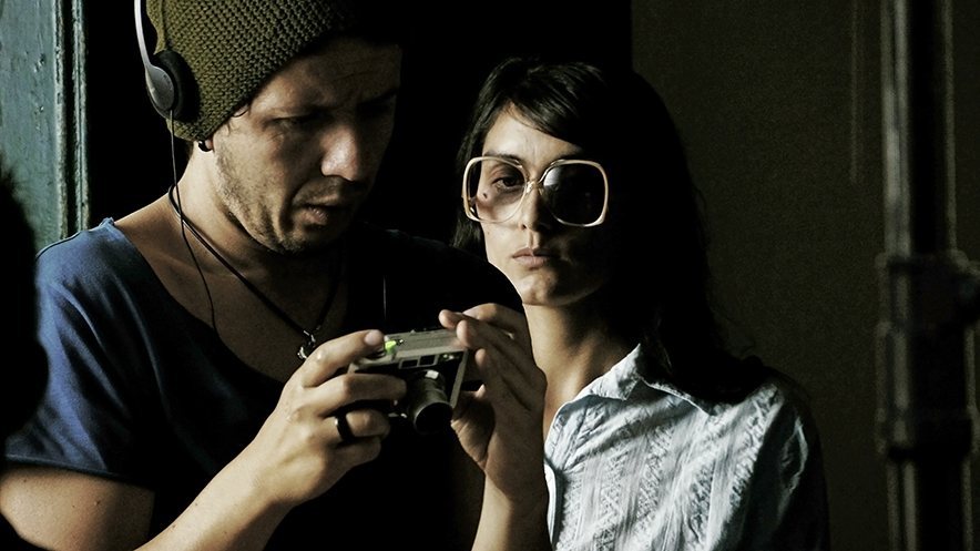 Rodaje de una escena con actores